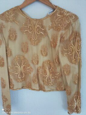 Gold sequin and silk top